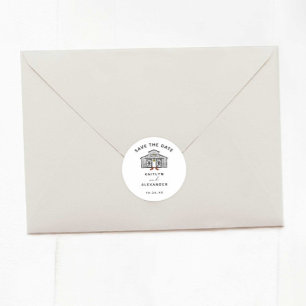 Chic Barn Save the Date Classic Round Sticker