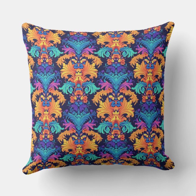 Chic baroque colourful pattern  cushion (Back)