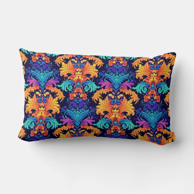 Chic baroque colourful pattern  lumbar cushion (Back)