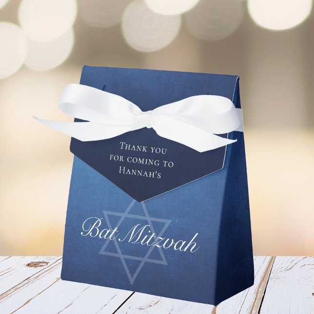 Chic Bat Mitzvah Star of David Custom Blue Party Favour Box (Creator Uploaded)