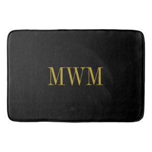 CHIC BATH MAT_BLACK SOLID/GOLD MONOGRAM MAT