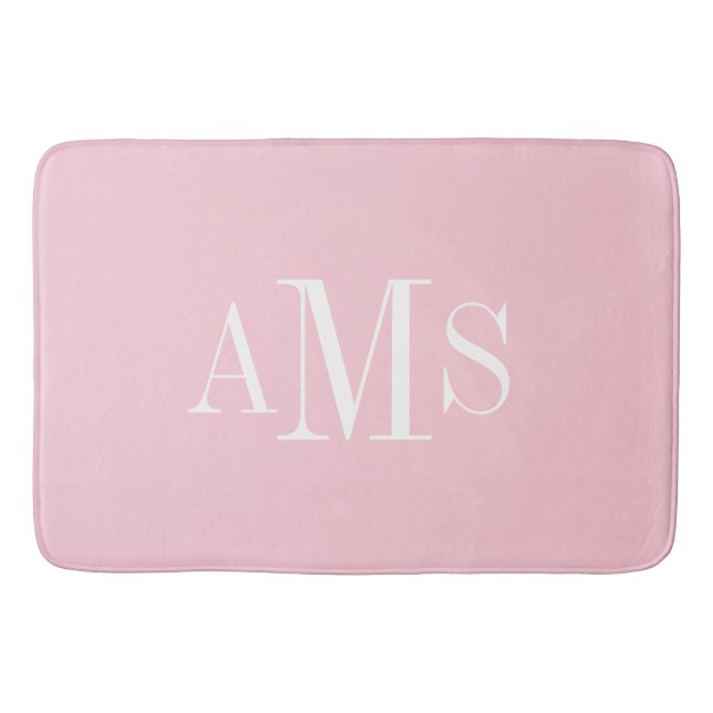 CHIC BATH MAT_PRETTY PINK SOLID/ WHITE /MONOGRAM MAT (Front)