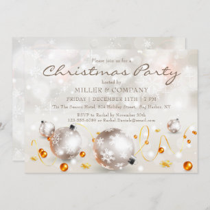 Chic Bauble Decorations Corporate Christmas Party Invitation