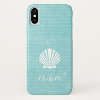 Chic Beach Girly Aqua Scallop Shell With Name