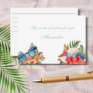 Chic Beach Pink Floral Tropical Bridal Shower Enclosure Card