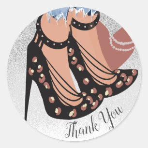 Chic Beauty Fashionista Blogger Glitter Thank You Classic Round Sticker