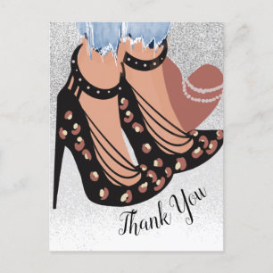 Chic Beauty Fashionista Blogger  Glitter Thank You Postcard