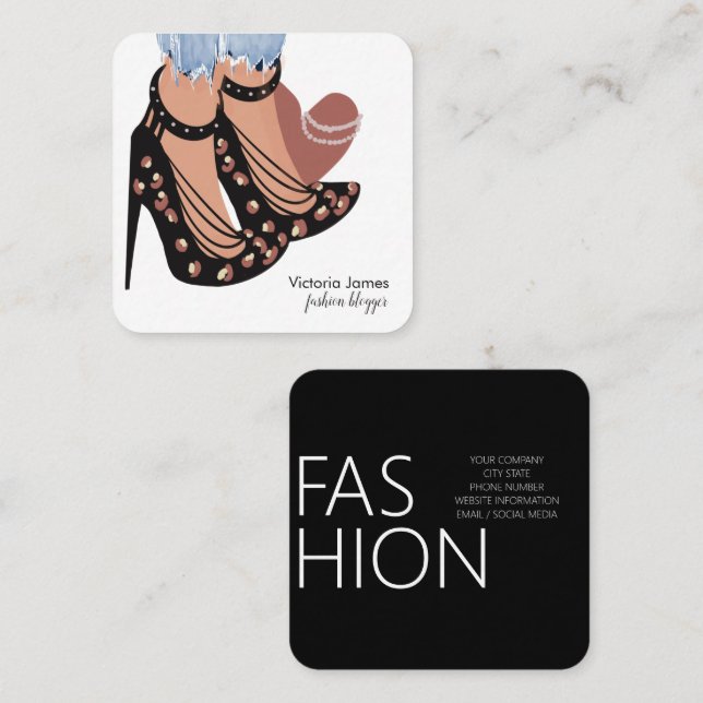 Chic Beauty Fashionista Blogger Planner  Square Business Card (Front/Back)