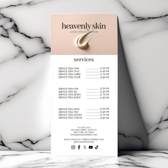 Chic Beauty Skin Care Spa Boutique Pink Rack Card (Creator Uploaded)