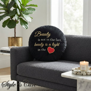 Chic Beauty Slogan Round Pillow – Stylish & Soft