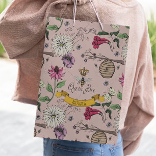 Chic Beehive Blush Pink Floral Small Gift Bag