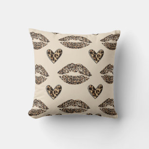 Chic Beige & Black Cheetah Print Cushion