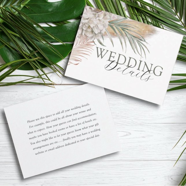 Chic Beige Floral & Palm Wedding Details Enclosure Card (Creator Uploaded)