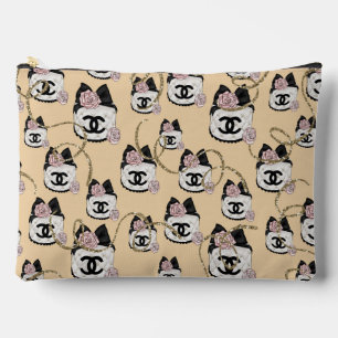 Chic Beige Floral Perfume Makeup Pouch