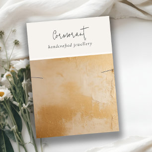 Chic Beige Gold Oil Paint Texture Necklace Display Business Card