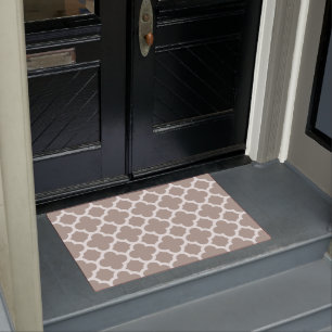 Chic Beige Grey Retro Cute Trellis Pattern Doormat