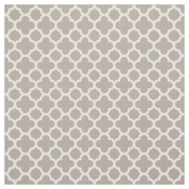 Chic Beige Grey Retro Cute Trellis Pattern Fabric (Swatch)