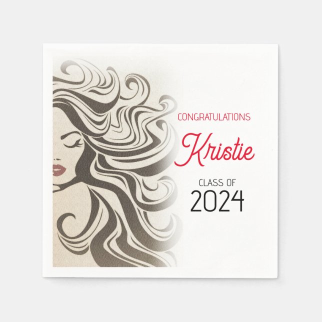 Chic Beige Hair Stylist Graduation Party Retro  Napkin (Front)