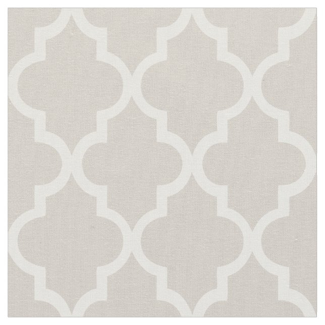 Chic Beige Moroccan Quatrefoil Pattern Fabric (Close Up)