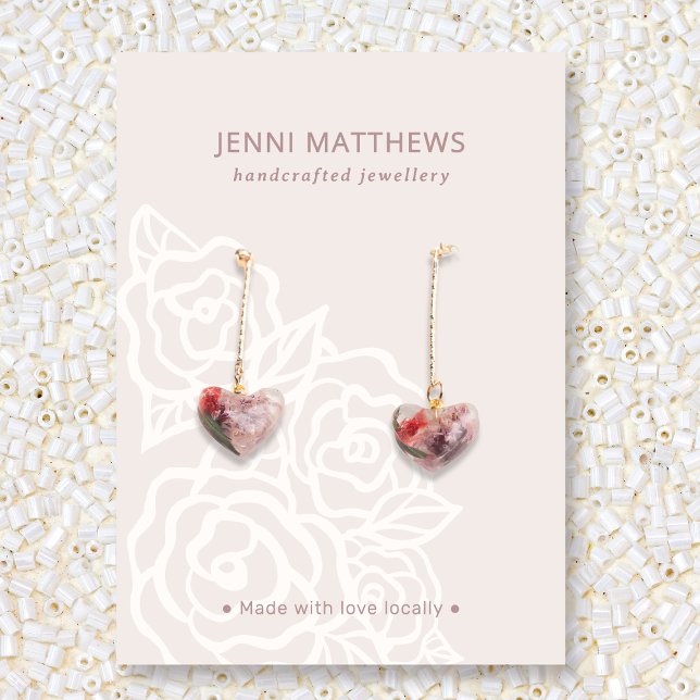 Chic Beige Rose Bouquet Floral Earring Display Business Card (Chic Beige Rose Bouquet Floral Earring Display Business Card)