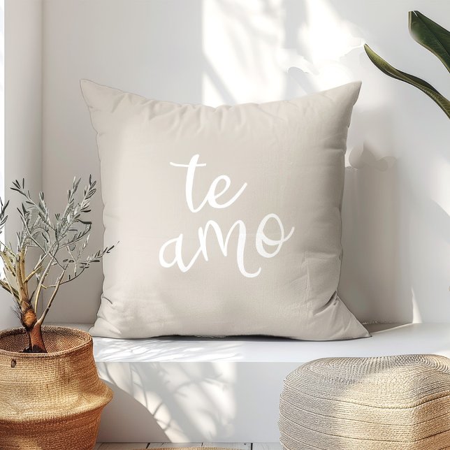 Chic Beige & White Te Amo Spanish Love  Cushion (Creator Uploaded)