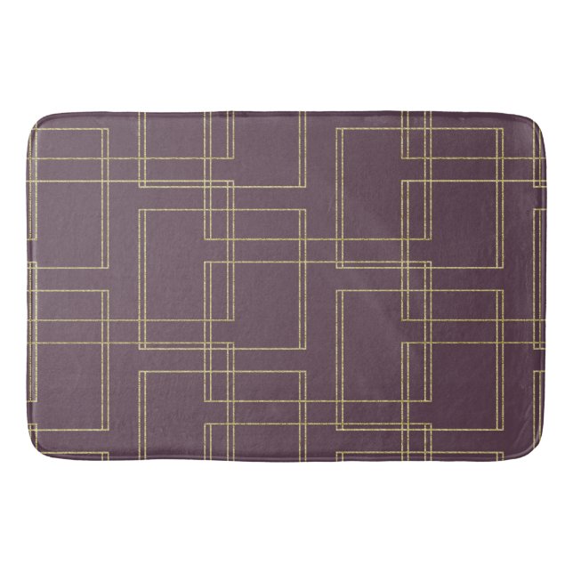 Chic Berry Mauve & Gold Geometric Glam Bath Mat (Front)