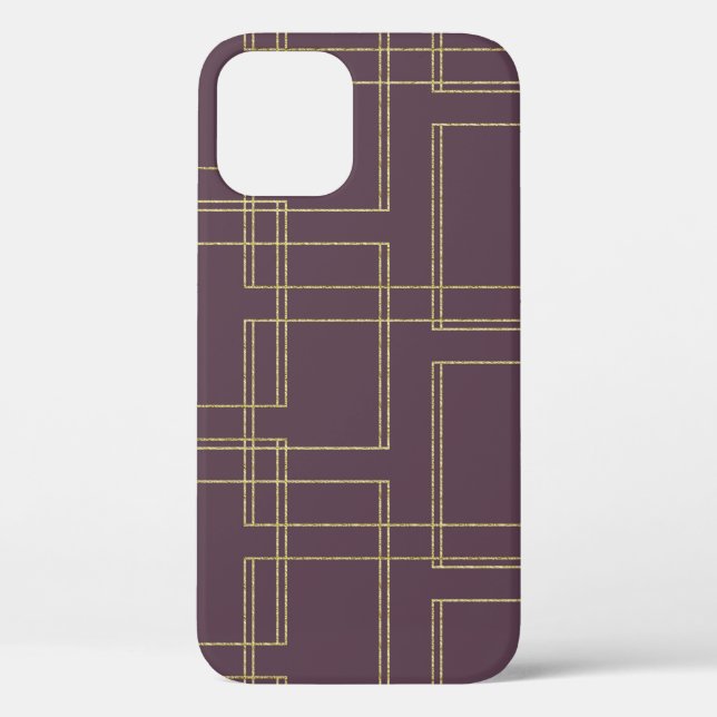 Chic Berry Mauve & Gold Geometric Glam Case-Mate iPhone Case (Back)