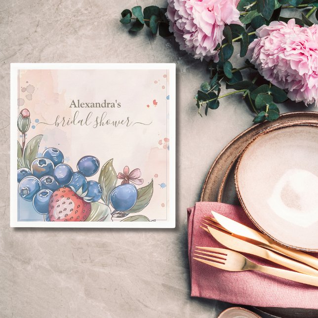 Chic Berry Sweet Strawberry Bridal Shower  Napkin (Creator Uploaded)