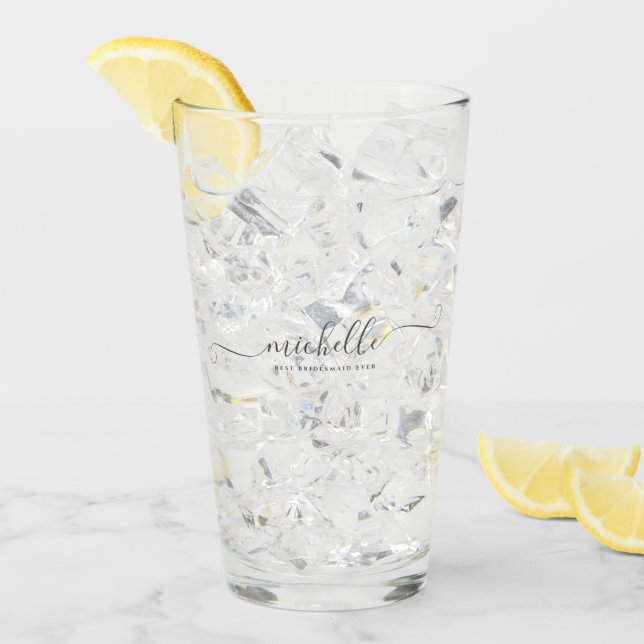 Chic Best Bridesmaid Ever Custom Name Script  Glass (Front Ice)