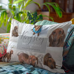 Chic Best Dog Ever | Photo Collage Pet Loss Decorative Cushion<br><div class="desc">Simply upload 6 of your most precious photos from your computer or phone to this modern, elegant photo tribute pillow for pets who we have loved and lost. Featuring the pets name in an elegant calligraphy script and 'best dog ever', message and dates on a pale grey block background that...</div>