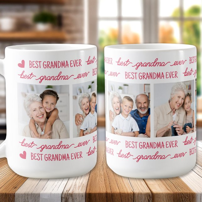 Chic Best GRANDMA Ever Personalised Photo Collage Coffee Mug (Creator Uploaded)