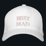 Chic Best Man blush pink white wedding Embroidered Hat<br><div class="desc">Chic Best Man blush pink white wedding Embroidered Baseball Cap
Available in many colours and options</div>