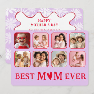 Chic Best Mom Ever Purple & Pink Photo  Holiday Card