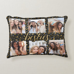 Chic Besties BFF Best Friends Photo Collage Decorative Cushion