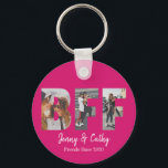 Chic BFF 3 Photo Friendship Besties Magenta Pink Key Ring<br><div class="desc">Personalised BFF Photo Collage Best Friend Forever Besties Friendship Magenta Hot Pink Keychain</div>