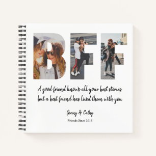 Chic BFF Best Friend Photo Collage Forever Quote Notebook