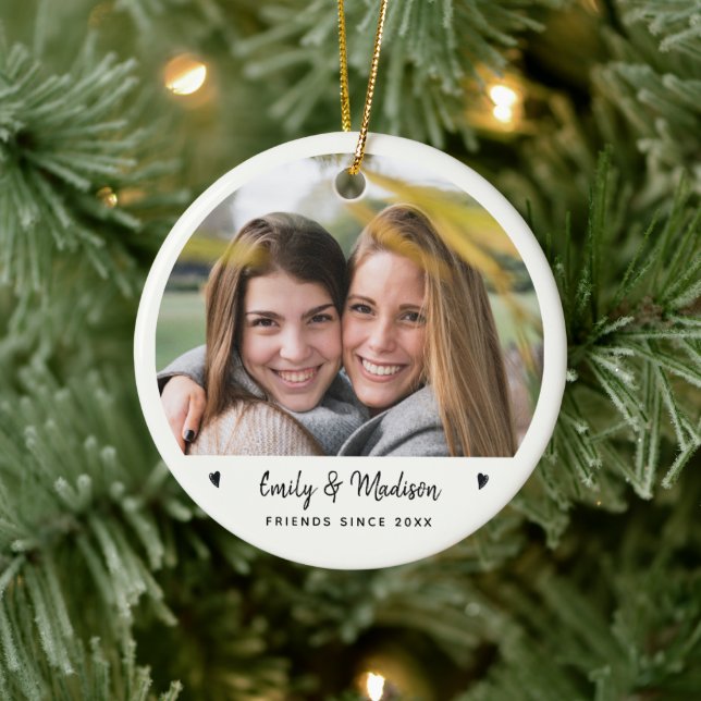 Chic BFF Besties Photo Friends Forever Modern Ceramic Ornament (Tree)