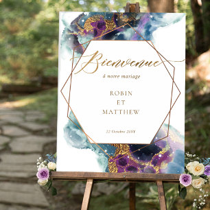 Chic Bienvenue Celestial Wedding Sign