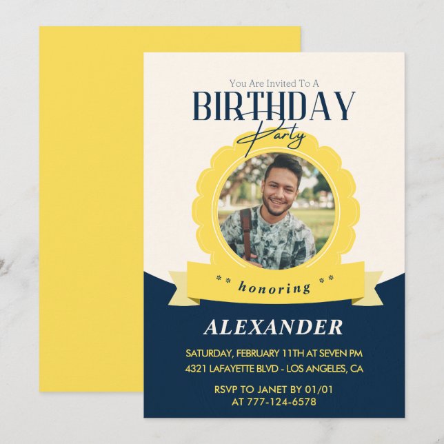 Chic birthday 28th birthday invitation Modern (Front/Back)