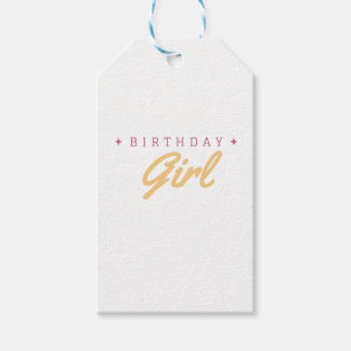 Chic Birthday Girl Pink Floral Heart Gift Tags