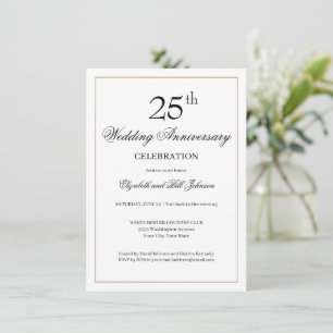 Chic Black 25th Wedding Anniversary Invitation