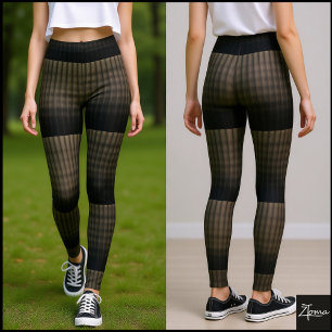 chic black and brown plaid - Cyber Plaid Leggings