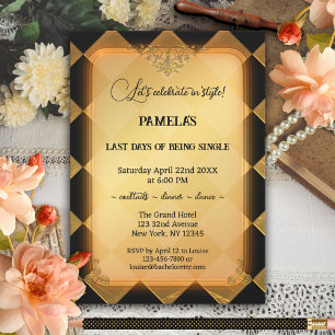 Chic Black and Gold Bachelorette Party Invitation