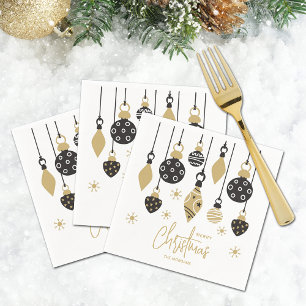 Chic Black and Gold Christmas Ornaments Napkin