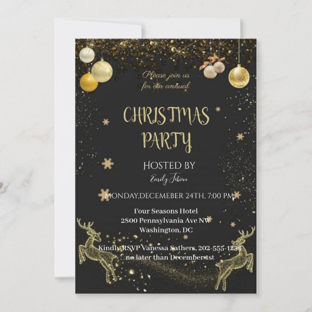 Chic Black and Gold Save The Date (Front)