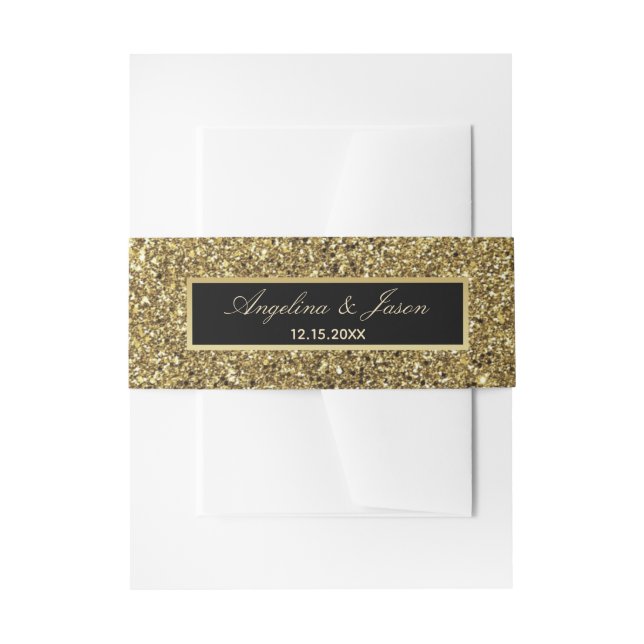 Chic Black and Gold Wedding Invitation Belly Band (Front Example)