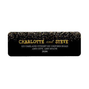 Chic Black and Gold Wedding Return Address  Label