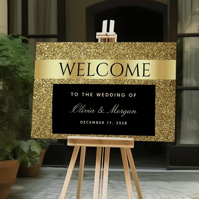 Chic Black and Gold Wedding Welcome Poster (Creator Uploaded)