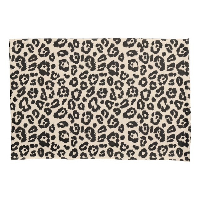 Chic Black and Ivory Leopard Print Pillowcase (Front)