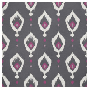 Chic black and purple ikat tribal patterns fabric